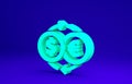 Green Money exchange icon isolated on blue background. Euro and Dollar cash transfer symbol. Banking currency sign Royalty Free Stock Photo