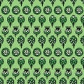Green monochrome horizontal vector artichoke flower seamless texture pattern background
