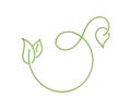 Green monoline calligraphy logo of green leaf ecology vector element. Divider or corner design for wedding and Royalty Free Stock Photo