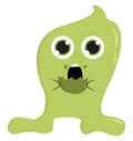 Green monster eating cookie, vector or color illustration