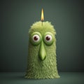 Playful Green Animal Head Candle Illustration In Bill Gekas Style