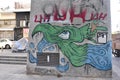 Green monster Graffiti on a wall in Florentin Tel Aviv Israel