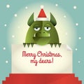 Green Monster Merry Christmas Royalty Free Stock Photo