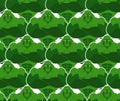 Green monsters seamless pattern. Evil and powerful Goblins. Vekt