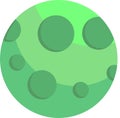 Green Moon With Craters On Surface Flat Icon