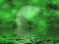 Green Moon & Water Royalty Free Stock Photo