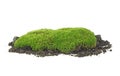 Green moss and pile dirt isolated on white background Royalty Free Stock Photo