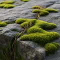 Green moss, possibly *Bryopsida*, covers sections Royalty Free Stock Photo