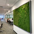 Green moss wall panel in office for greenoffice Royalty Free Stock Photo