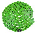 Green motorcycle chain on a white background Royalty Free Stock Photo