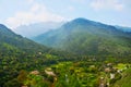 The green mountain landscape from Corte hill, Corsica, France Royalty Free Stock Photo