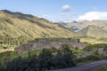 Green mountain landscape with Inca ruins of fortress Puka Pukara, Cusco Region, Peru Royalty Free Stock Photo