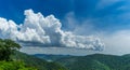 Green mountain landscape view with blue sky and beautiful clouds at Khaoyai national park, Nakornchasima, Thailand