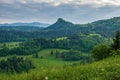 Green mountain landscape.View on Pieniny and Gorce mountain range in Beskids in Poland.