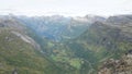 Green mountain landscapes near Geiranger Fjord in Norway. Royalty Free Stock Photo