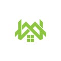 Green mountain letter mw home logo vector