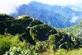 Green Mountain Range with Silk Route Zig Zag Road Royalty Free Stock Photo