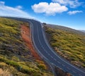 Green mountain winding road dangerous curves Royalty Free Stock Photo