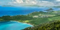 Panoramic landscape view of Magens Bay Beach, St Thomas, Caribbean. Royalty Free Stock Photo