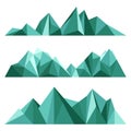Green mountains in low poly style. Polygonal mountain ridges