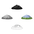 Green mountains.Mountain with snow.Different mountains single icon in cartoon,black style vector symbol stock