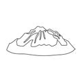 Green mountains.Mountain with snow.Different mountains single icon in outline style vector symbol stock illustration.