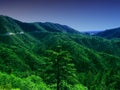 Green mountains and night fall