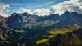 Green mountains. Panorama in the Dolomites. Royalty Free Stock Photo