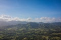 Green mountains and valleys of the island of Haiti. Blue mountains, green valley. Panoramic view of Haiti mountains in summer day