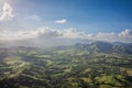 Green mountains and valleys of the island of Haiti. Blue mountains, green valley. Panoramic view of Haiti mountains in summer day