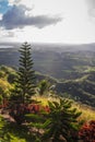 Green mountains and valleys of the island of Haiti. Blue mountains, green valley. Panoramic view of Haiti mountains in summer day