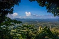 Green mountains and valleys of the island of Haiti. Blue mountains, green valley. Panoramic view of Haiti mountains in summer day