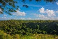 Green mountains and valleys of the island of Haiti. Blue mountains, green valley. Panoramic view of Haiti mountains in summer day