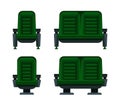 Green movie theater seats for comfortable watching film. Cinema chair. Vector illustration Royalty Free Stock Photo