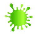 Green mucus splash stain. Slime blot isolated on a white background