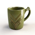 Green Mug With Golden Arrow - Zbrush Style 3d Model