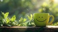 A Smiling Cup in Nature. AI generated Royalty Free Stock Photo