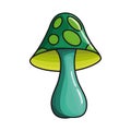 A green mushroom toadstool doodle isolated print