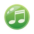 Green music note icon with glossy button design for digital media Royalty Free Stock Photo
