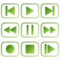 Green music player buttons for music or video applications Royalty Free Stock Photo