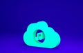 Green Music streaming service icon isolated on blue background. Sound cloud computing, online media streaming, song