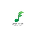 Green musical note with leaf vector illustration. Seed Sprout, Growth, Growing, Harmony, music and nature logo concept. Company Royalty Free Stock Photo