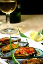 Green Mussels and White Wine Royalty Free Stock Photo