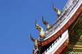 Green of naga on Laos temple roof Royalty Free Stock Photo