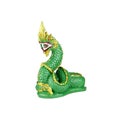 Green naga statue on a white background