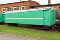 Green narrow-gauge railway wagon