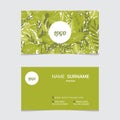 Green natural business card, vector