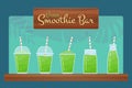 Green natural detox diet smoothie vector set Royalty Free Stock Photo