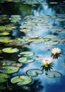 Green nature flowers blossom summer lake pond beauty water lotus leaves Royalty Free Stock Photo