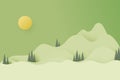 Green nature forest and mountains landscape scenery banner background paper art style.Vector illustration Royalty Free Stock Photo